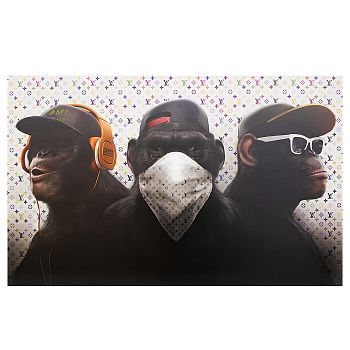 Холст H-1258L 60x100 см Три обезьяны на граффити