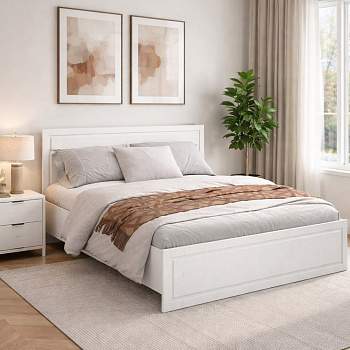 Кровать Лацио 1600х2000 мм Белое дерево с ортопед основанием и ПМ