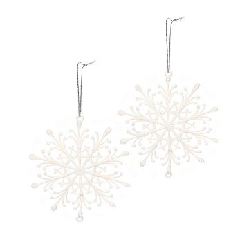 Подвески в блестках Снежинки белоснежные 9 см 2 шт белый