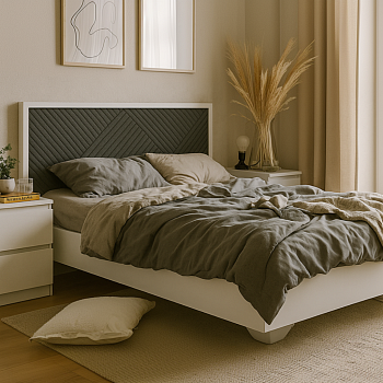 Кровать Копенгаген 1600х2000 мм парящая Серый графит/Белый с настилом