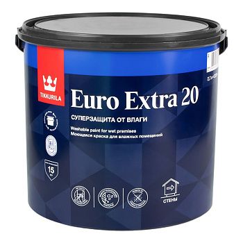 Краска для влажных помещений EURO EXTRA 20 А 2,7л