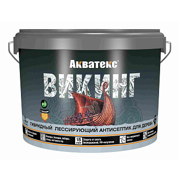 Антисептик для дерева гибридный лессирующий Акватекс Викинг орех 9 л