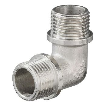 Угольник латунь никель 1/2" НР/НР