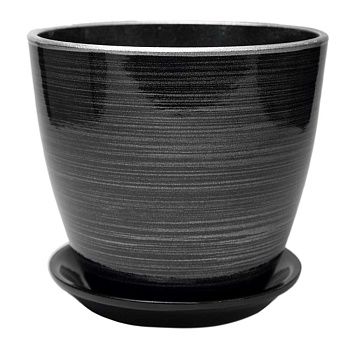 Горшок цветочный Бутон черн/серебро 15 см 1,7 л