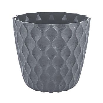 Горшок цветочный InGreen Wave Вулканический серый 14,5 см 1,4 л с дренажной сеткой и съемным поддоном