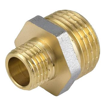 Ниппель переходной латунь никель 3/4"х1/2" НР/НР