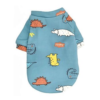 Кофта-толстовка на флисе для собак мелких пород Bro Style принт динозаврики р XL