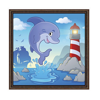 Современные картины "Счастливый дельфинчик" 50*50 рама 5  17025
