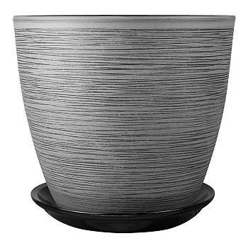 Горшок цветочный Бутон роспись лофт серый 21 см