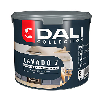 Краска водно-дисперсионная моющаяся Dali Lavado 7 База С прозрачная 2,5 л