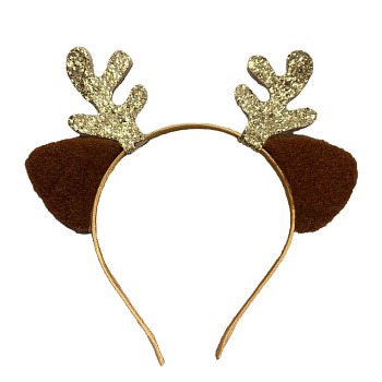 Ободок карнавальный Рожки оленя с ушками 22х19 см микс 2025-0606
