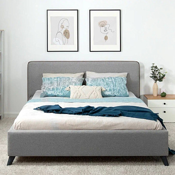 Кровать Миа 1600х2000 мм Velutto 23 bravo grey серый с ортопед основанием, дном и ПМ