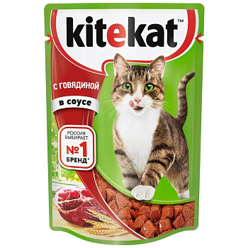 Корм для кошек влажный Kitekat с Говядиной в соусе по-домашнему 85 г