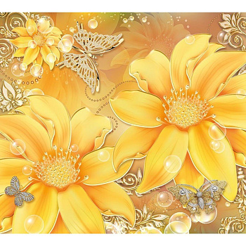 Золотые цветы Ф 163 Фотопанно 300*270 см песок