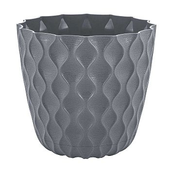 Горшок цветочный InGreen Wave Вулканический серый 17,5 см 2,5 л с дренаж сеткой и съем поддоном