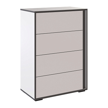 Комод Асцелла 700х980х380 мм 4 ящика Белый/Графит серый
