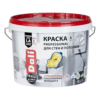 Краска водно-дисперсионная для стен и потолков Dali Professional база А супербелая 9 л