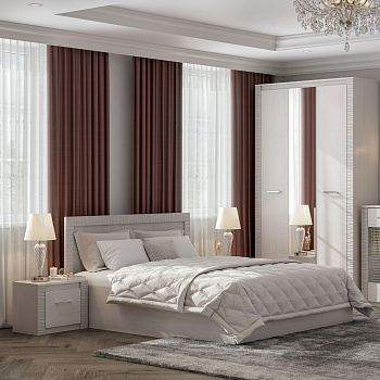 Кровать Гамма 20 1600х2000 мм Ясень анкор светлый/Сандал светлый с ортопед основанием и ПМ