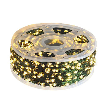 Гирлянда для дома Моя Елочка Роса 100 м 1000 ламп LED зеленый пров, теплый белый 2024-3161-1