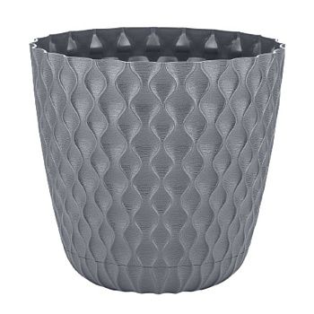 Горшок цветочный InGreen Wave Вулканический серый 20,5 см 4,7 л с дренаж сеткой и съем поддоном