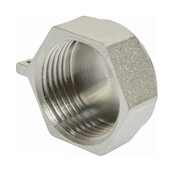 Заглушка латунь никель 1/2'' ВР с контрольным отверстием