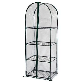 Парник для рассады 59x39x160 см 4 полки с чехлом ГеоПластБорд зеленый c округлым верхом