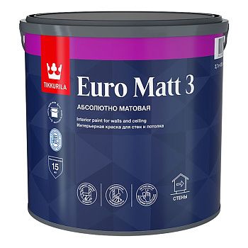Краска интерьерная EURO MATT 3 A гл/мат 2,7л