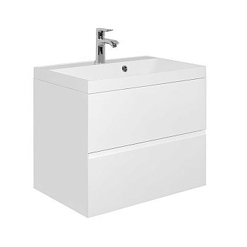 Тумба подвесная Манхэттен 80 2 ящика под раковину Марко Слим 80 белый матовый plus