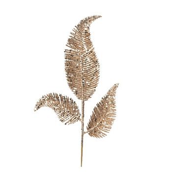 Украшение интерьерное ветка Золотая с блестками 39x15x0,5 см