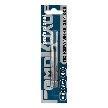 Сверло по керамике 6 мм твердосплавное 4 режущие кромки, шестигранный хвостовик РемоКолор 35-4-006