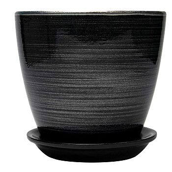 Горшок цветочный Бутон черн/серебро 18 см 3,2 л