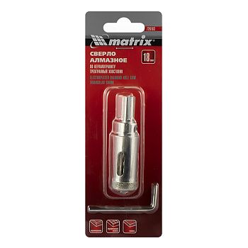 Сверло алмазное по керамограниту 18х67 мм трехгранный хвостовик Matrix 726183