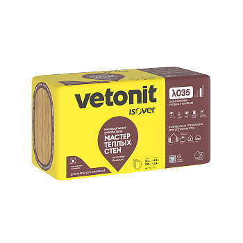 Плита минераловатная Vetonit Мастер теплых стен 50х600х1000 мм (8 шт, 4,8м2, 0,24м3)