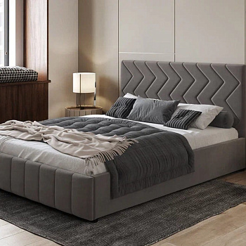 Кровать Милана 1600х2000 мм серо-коричневая с ортопед основанием и ПМ