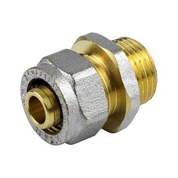 Муфта обжимная латунь никель 16 мм х 3/4" НР