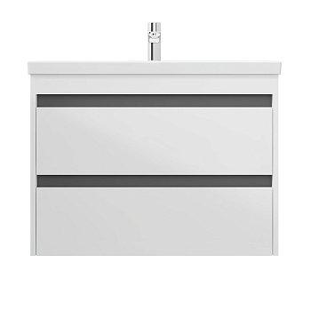 Тумба подвесная AM.PM Pulse 2 ящика белая/графит с раковиной