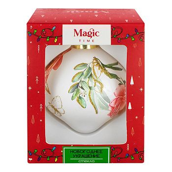 Украшение подвесное новогоднее Капелька Пион в розовом из стекла 8x8x7,5 см