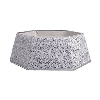 Юбка для основания елки Моя Елочка d68 см h25 см белый с пайетками серебро 2025-0578