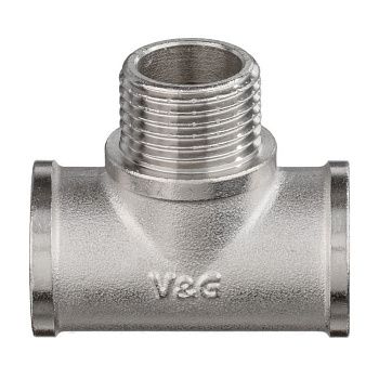 Тройник латунь никель 1/2" ВР/НР/ВР