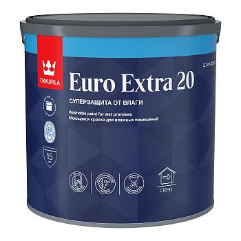 Краска для влажных помещений EURO EXTRA 20 С 2,7л