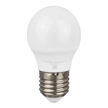 ЛАМПА светодиодная бел.свет E27 220V  6 Вт 4000K  G45 Включай