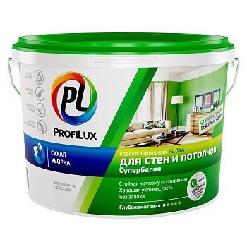 Краска ВД для стен и потолков Profilux PL-04А, белая, 14 кг