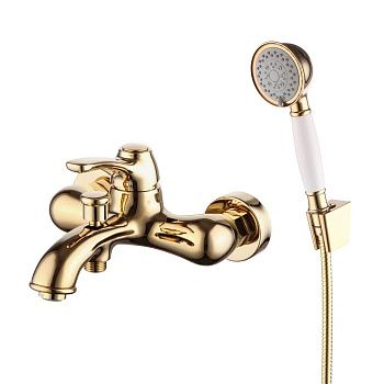 Смеситель для ванны IddisOldie OLDYG00i02 желтое золото однорычажный короткий излив с/акс