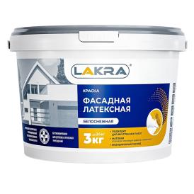 Краска ВД латексная фасадная Лакра, белая, 3 кг