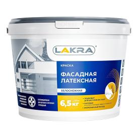 Краска ВД латексная фасадная Лакра, белая, 6,5 кг