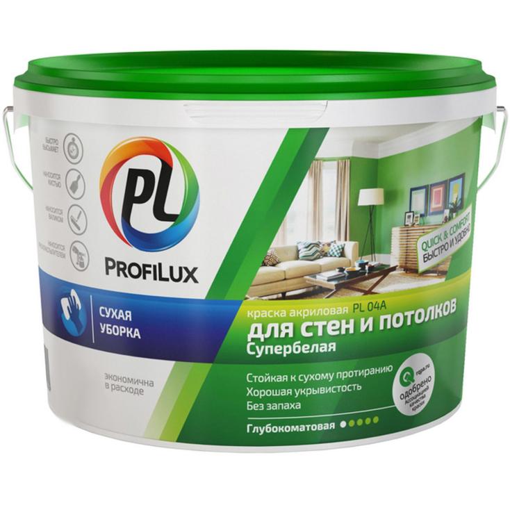 Краска ВД для стен и потолков Profilux PL-04А, белая, 7 кг