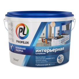 Краска ВД латексная интерьерная влагостойкая Profilux PL-10L, белая, 14кг