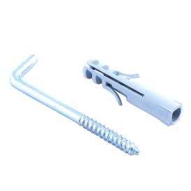 Крюк Г-образный с дюбелем 6 мм 6 шт