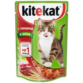Корм для кошек влажный Kitekat Говядина в желе 85 г