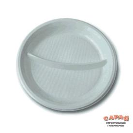Набор тарелок одноразовых пластиковых Антелла белые 2-х секционные 6 шт 220 мм
